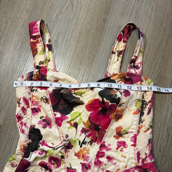Peruvian Connection Floral Dress size 4 S small watercolor corset ivory cream - Picture 7 of 9